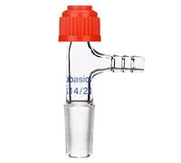 Labasics Adaptateur Thermomètre en Verre, Borosilicate 14/40 Joint Adaptateur D'entrée avec Connexion du Tuyau Dentelé Latéral et Casquette de Compression, Verrerie de Laboratoire
