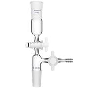 Labasics Adaptateur Vertical de Prélèvement Sous Vide avec 2 Robinets PTFE, Adaptateur en Verre Borosilicate pour Distillation de Laboratoire, Joints 24/40