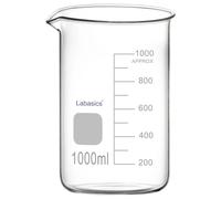 Labasics Bécher en Verre, 1 Pack, Bécher de Forme Basse Gradué en Verre Borosilicaté avec Bec Verseur, 1000 ml, Résistance aux Hautes Températures, Utilisation en Laboratoire