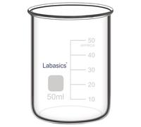 Labasics Bécher sans Bec en Verre Borosilicaté, Récipient de Réaction Anti-Fuite pour Mélange et Stockage en Laboratoire, 50 ml