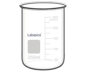 Labasics Bécher sans Bec en Verre Borosilicaté, Récipient de Réaction Anti-Fuite pour Mélange et Stockage en Laboratoire, 250 ml