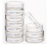 Labasics Boîtes de Pétri en Verre, 60 x 15 mm Boîtes de Culture Cellulaire en Verre Borosilicaté Autoclavables Boîtes Pétri avec Couvercle Transparent pour Laboratoire, Lot de 10
