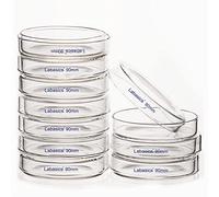 Labasics Boîtes de Pétri en Verre, 90 x 20 mm Boîtes de Culture Cellulaire en Verre Borosilicaté Autoclavables Boîtes Pétri avec Couvercle Transparent pour Laboratoire, Lot de 10