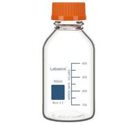 Labasics Bouteille de Stockage en Verre Borosilicaté avec Bouchon Orange GL45, pour Stockage de Laboratoire, 1 Pièce, 500 ml