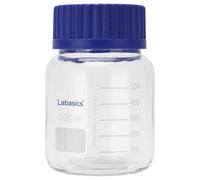 Labasics Bouteille de Stockage Ronde avec Bouchon à Vis GL80, Bouteille Réactif à Large Ouverture en Verre de Haute Qualité, pour Stockage d'Échantillons de Laboratoire, 500 ml