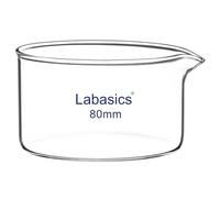 Labasics Coupelle de Cristallisation avec Bec Verseur et Bord Renforcé, Verre Borosilicaté Épais, 100 ml, Diamètre Extérieur 80 mm, Récipient Réutilisable pour Laboratoire et Évaporation