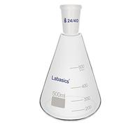 Labasics Flacon Erlenmeyer en Verre 24/40, Flacon à Paroi Épaisse en Verre Borosilicaté avec Joint Extérieur Conique Standard 24/40, 500 ml