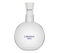 Labasics Verre 500ml Ballon à Fond Plat avec col Unique, Single Neck Flat Bottom Boiling Flask Ballon D'ébullition avec Joint Extérieur Standard 24/40-500ml