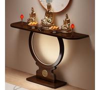 Labasuan Autel-nicheur en Bambou avec Motif Bouddha, Table de méditation Chinoise étroite avec éclairage LED, Table d'appoint multifonctionnelle, idéale pour Un Couloir, derrière Un canapé