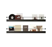 Labasuan Black Magazine Holder Wall Mounted, Modern Minimalist Magazine Metal Iron Rack with Baffles, Floating Bookshelf, for Kids Room, Bedroom, Office & Home Decor(2Pcs,120cm)