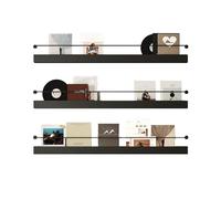 Labasuan Black Magazine Holder Wall Mounted, Modern Minimalist Magazine Metal Iron Rack with Baffles, Floating Bookshelf, for Kids Room, Bedroom, Office & Home Decor(3Pcs,100cm)