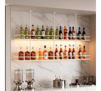 Labasuan Casier à vin Suspendu Double Niveau, Style Industriel, idéal pour Restaurants, hôtels, Bars, cafés et Cuisines(White,120cm)