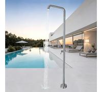 Labasuan Douche extérieure en Acier Inoxydable avec pommeau de Douche, kit de Douche autoportant avec Eau Chaude, Colonne de Douche à Effet Pluie fixée au Sol pour Piscine, Plage, Jardin(Silver)