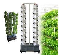 Labasuan Kit de Culture hydroponique, Tour de Culture Verticale sur roulettes, système hydroponique pour Jardin intérieur et extérieur, idéal pour Les Herbes aromatiques, la laitue et Les(2column)