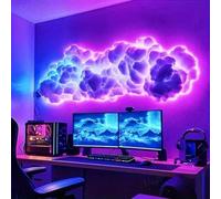 Labasuan Kit de lampe nuage d'orage en coton à monter soi-même, avec ruban LED de 5 m, application/télécommande, couleurs RGB changeantes et synchronisation musicale(32.8FT)