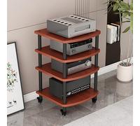 Labasuan Meuble TV à roulettes, Tour Audio Home cinéma 4 étagères, Meuble pour Platine Vinyle/Lecteur CD, Conception modulaire, Compatible Consoles de Jeux, Barres de Son et lecteurs CD(Teak)