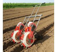 Labasuan Semoir Manuel à Rouleaux, semoir de Jardin à Pousser avec Roue de compactage, semoir et épandeur d'engrais à espacement réglable, pour Jardin et Ferme(5 nozzles)