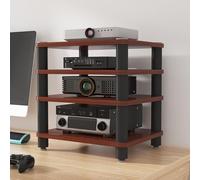 Labasuan Support de Rangement multimédia à 4 Niveaux, Meuble Hi-FI de Bureau, étagère Basse pour chaîne Hi-FI, Tour vidéo, pour amplificateur, Enceintes et Platine Vinyle(Black)