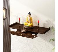 Labasuan Support Mural pour Statue de Bouddha, autel en Bois avec Plateau dissimulé, sanctuaire Bouddhiste, Support de prière pour autel Bouddhiste, pour offrandes d'encens(66cm/26in)