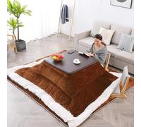 Labasuan Table chauffante Kotatsu, Table chauffante familiale d'hiver + Couette + Tapis + Chauffage, Tables Basses en Bois Tatami chauffantes(Walnut Color,80 * 80cm)