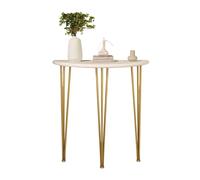 Labasuan Table Console Demi-Lune Style Mid-Century Modern, Table d'appoint étroite à 3 Pieds, en Bois Massif, idéale pour l'entrée, Le Hall ou Le Salon. Montage Facile(Gold,80cm)