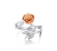 LABBAO Bague rose en argent sterling 925 avec diamant réglable et diamant cultivé en laboratoire - Cadeau pour femme