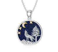 LABBAO Collier Loup Diamant pour Femme Argent Sterling 925 Pendentif Loup Collier avec Pendentif en Diamant Lab-Grown Bijoux Cadeaux