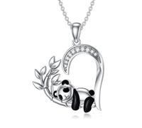 LABBAO Collier panda en argent sterling 925 avec pendentif en forme de cœur pour femme - Cadeau d'anniversaire et de Noël