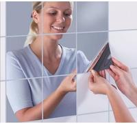 Labbe 10 Pièces Stickers Muraux Miroir Carrés, Miroir Acrylique Amovible Décalque Autocollant Mural, Muraux Autocollant Adhésif,25 * 25cm