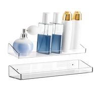 Labe flottante transparente - Plateau de vitrine Sleek, Tier Lucite pour bouteille Skincare, Matériel décoratif pour cadre photo, étagère de design d'intérieur, station de maquillage Vanity Cosmetics