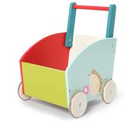 Labebe Chariot Enfant 2-en-1 Utilisation comme Trotteur Bois Vert Hérisson pour Bébé 1 An et Plus