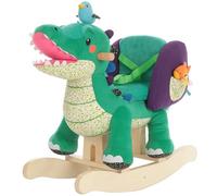 Labebe Jouet cheval bascule pour enfant, animal en peluche vert, chaise à bascule en bois pour 6-3 ans