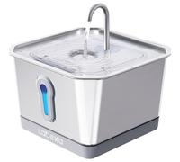 LABEKA Fontaine à eau pour chat en acier inoxydable, 3,8 g/4 L, à piles, fontaine à eau automatique pour chat avec double détection de radar, pompe ultra silencieuse pour chats, chiens, plusieurs