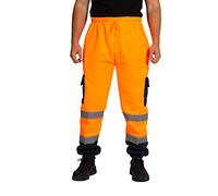 LABEL APPAREL Pantalon de jogging haute visibilité pour homme Joggers Vêtements de travail Pantalons, Orange/bleu marine, XXL