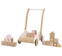 Label Label Trotteur en bois (100% FSC) dès 1 an avec cubes en bois, rose LLWT-24685