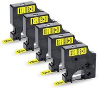 Label Maker Tape Compatible with D1 45018 S0720580 for LabelManager LM 160 280 100 120P 150 200 210D 220P 260P 350D 360D 400 420P 450 DUO 0.4 72 in x 7m Black on Yellow Pack of 5