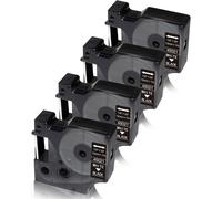 Label Tape 12mm Replacement for D1 Lalel Tape 45021 S0720610,Works for Label Printer LabelManager 160,210D,420P Labelpoint 150,White on Black 12mmx7m,4 Pack