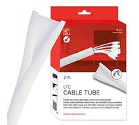 LABEL THE CABLE Gaine Cache-câble Auto-fermante, 2 m x 25 mm, Blanc | Manchon de protection flexible, résistant UV, découpable, PC, TV, bureau, anti-morsure, passe-câble, rangement