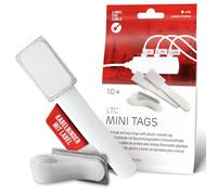 LABEL THE CABLE Porte-Câbles avec Étiquettes - Attache-Câbles en Scratch avec Champs d’Inscription Plastique pour une Gestion des Câbles - LTC MINI TAGS - Lot de 10 - Blanc - LTC 2520