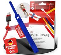 LABEL THE CABLE Serre-Câbles Auto-Agrippants pour Regrouper des Câbles - Attache-Câbles en Scratch pour un Rangement des Câbles - 17 cm - LTC BASIC STRAPS - Lot de 10 - Couleurs Assorties - LTC 1130
