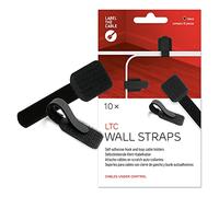 LABEL THE CABLE Supports de câble Auto-adhésifs, 90 mm, Noir, 10 pièces | Clips de câble à scratch réutilisables, sans perçage, mural, bureau, gestion des câbles, guide-câble, rangement