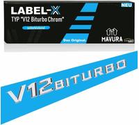 LABEL-X V12 Biturbo AMG Chrome Logo Emblème pour Mercedes S CL etc.