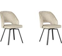 LABEL51 Chaise de salle à manger Lewis - Beige - Velours - 58 x 52 x 84 cm