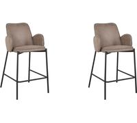 LABEL51 Tabouret de bar Joni - Taupe - Micro suédine - Hauteur d'assise 65 cm