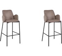 LABEL51 Tabouret de bar Joni - Taupe - Micro suédine - Hauteur d'assise 78 cm