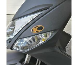 labelbike - 2 Autocollants 3D Moto Scooter Logo Emblème Compatible avec Kymco - Noir Or