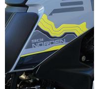 labelbike - Autocollants 3D Moto latéral Réservoir Protection et Décoration en Résine compatible avec Husqvarna Norden 901 2024 - Couleur Jaune Gris Noir Carbone