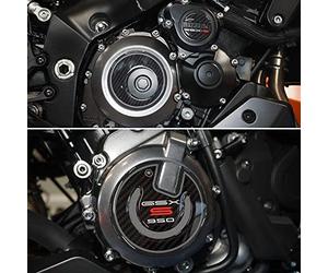 labelbike Kit 3 Autocollants en résine Effet 3D, Protections Carter Gauche et Droit compatibles avec Motos Suzuki GSX-S 950 à partir de 2021, Carbon