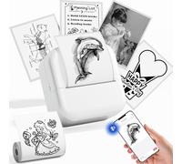 LabelCenter Mini Imprimante Thermique Portable sans Encre - Imprimante de Stickers Bluetooth, Compatible avec iPhone & Android, pour Cadeaux, Carnets, Codes QR, 1 Rouleau Inclus, M02L Blanc