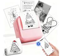 LabelCenter Mini Imprimante Thermique Portable sans Encre - Imprimante de Stickers Bluetooth, Compatible avec iPhone & Android, pour Cadeaux, Carnets, Codes QR, 1 Rouleau Inclus, M02L Rosa